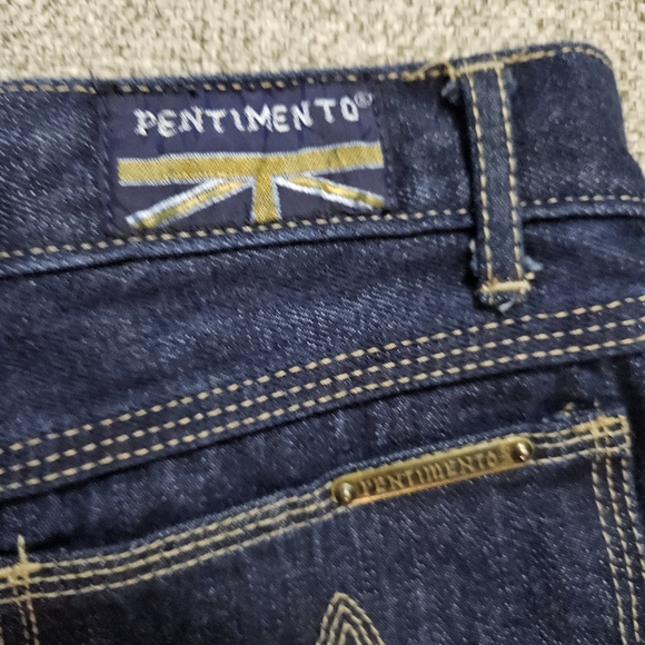 Vintage Pentimento Jeans 70’s Wide Leg Dark Wash Jeans Tan Stitching Sz 13 EUC - Picture 7 of 14